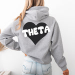 Kappa Alpha Theta Boxy Heart Pullover Hoodie - Athletic Grey
