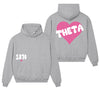 Kappa Alpha Theta Boxy Heart Pullover Hoodie - Athletic Grey