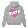 Kappa Alpha Theta Boxy Heart Pullover Hoodie - Athletic Grey