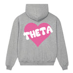 Kappa Alpha Theta Boxy Heart Pullover Hoodie - Athletic Grey