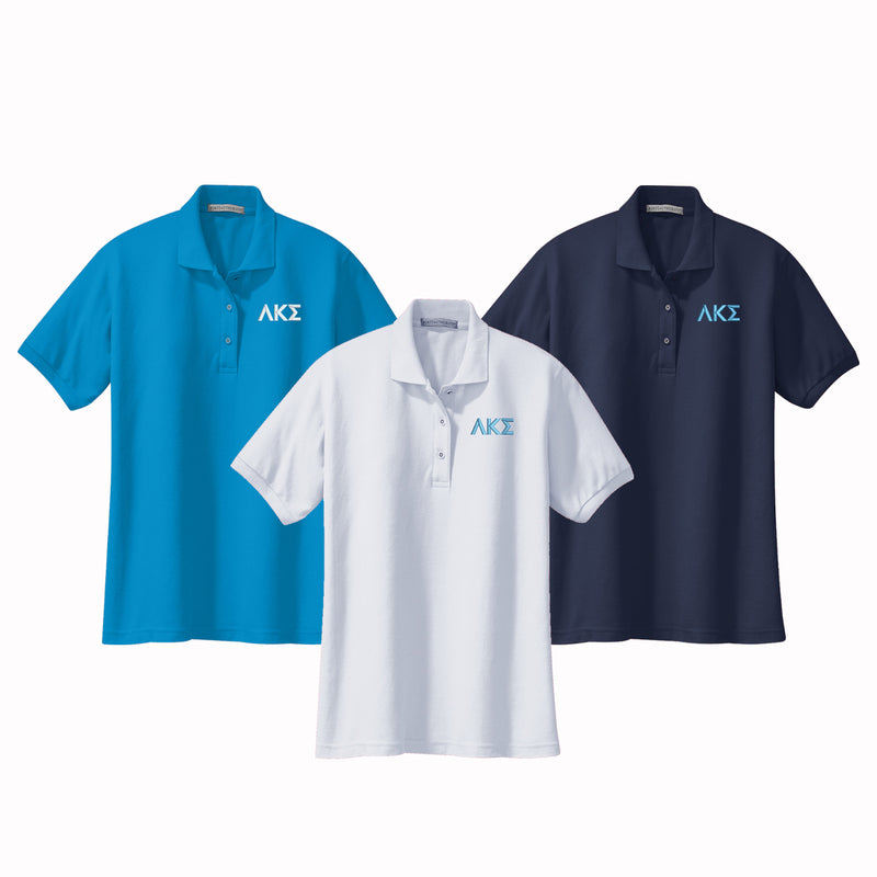 Lambda Kappa Sigma Letters Cotton Pique Polo