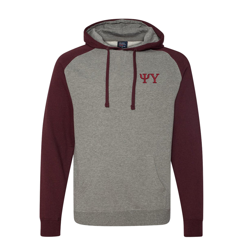 Psi Upsilon Raglan Hooded Sweatshirt