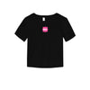 Phi Mu Cropped Baby Rib Tee - Quatrefoil