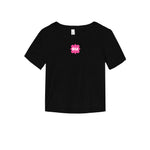 Phi Mu Cropped Baby Rib Tee - Quatrefoil