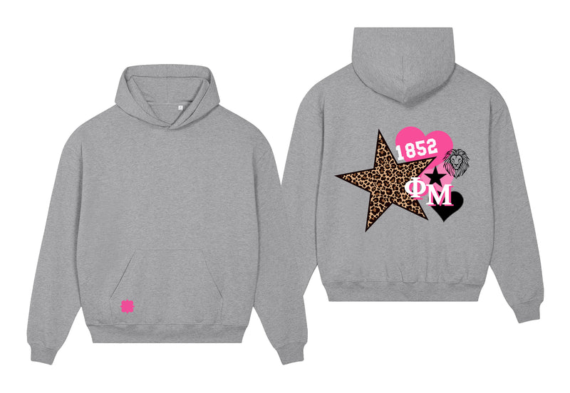 Phi Mu 1852 Leopard Star Pullover Hoodie