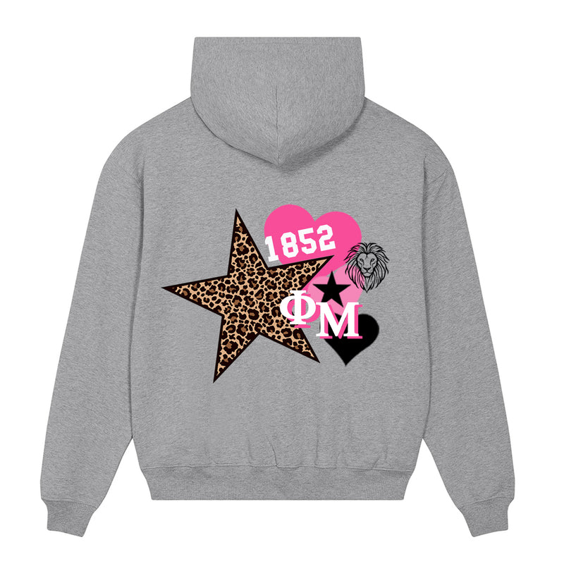Phi Mu 1852 Leopard Star Pullover Hoodie