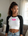 Phi Mu Sorority Raglan Baby Tee - Cropped Shirt