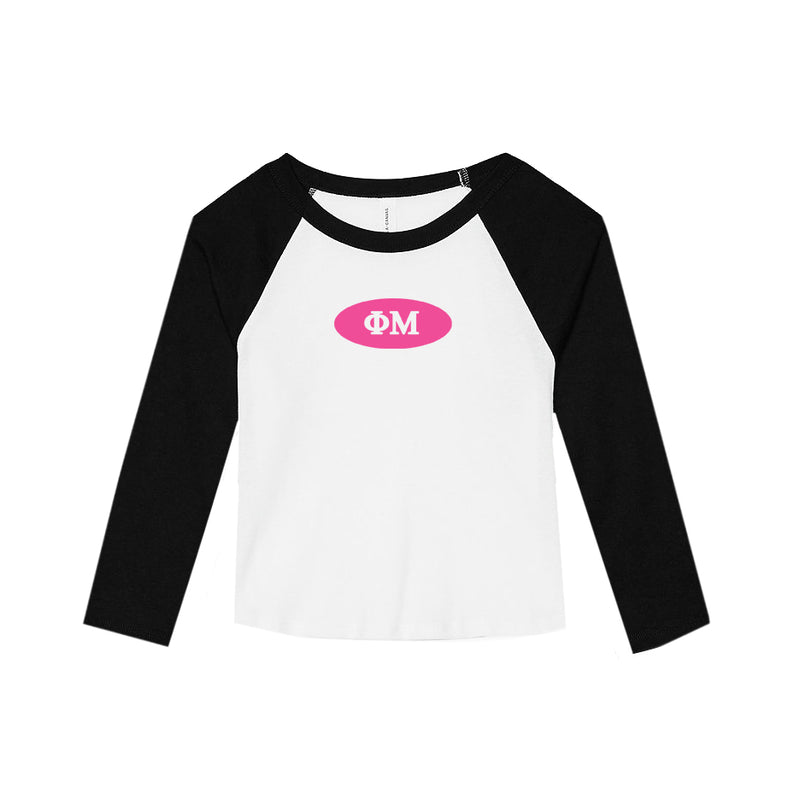 Phi Mu Sorority Raglan Baby Tee - Cropped Shirt