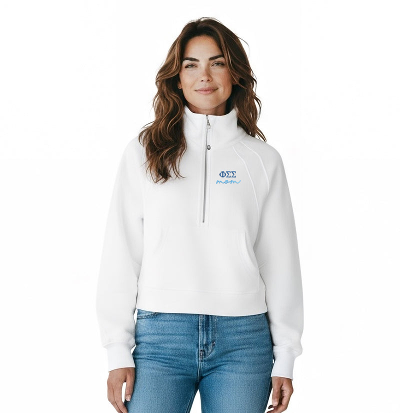 Phi Sigma Sigma MOM lululemon Scuba Oversized Funnel-Neck Half Zip - White
