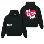 Pi Beta Phi Boxy Heart Pullover Hoodie - Black