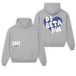 Pi Beta Phi Boxy Heart Pullover Hoodie - Grey