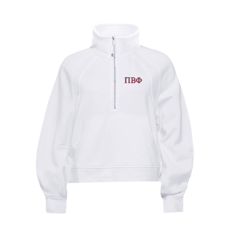 Pi Beta Phi lululemon Scuba Oversized FUNNEL-Neck Half Zip - White