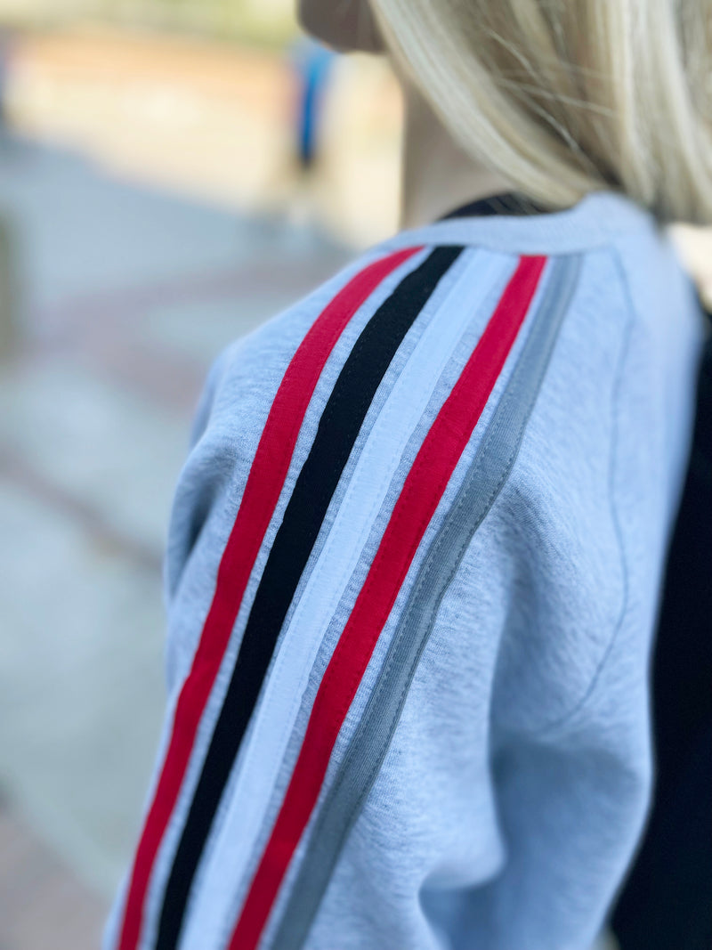 Chi Omega 5 Stripe Crewneck Sweatshirt