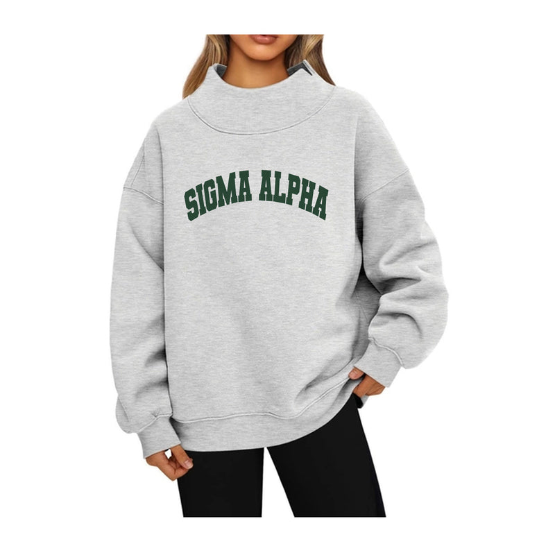 Sigma Alpha Mock Neck Sweatshirt - SIG ALPH