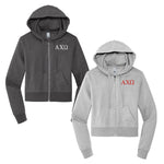 Alpha Chi Omega Cropped Zip Up Hoodie