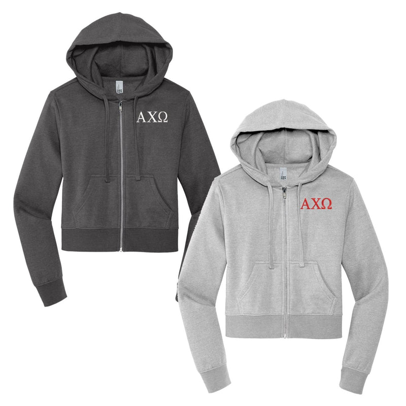 Alpha Chi Omega Cropped Zip Up Hoodie