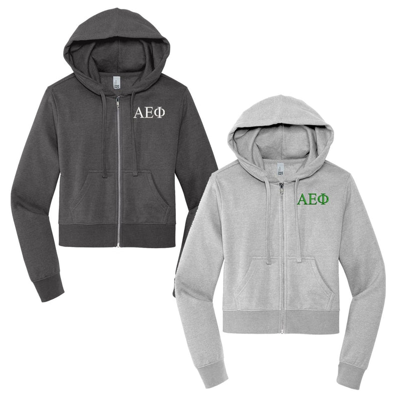 Alpha Epsilon Phi Cropped Zip Up Hoodie