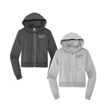 Alpha Sigma Tau Cropped Zip Up Hoodie