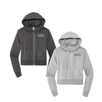 Alpha Xi Delta Cropped Zip Up Hoodie