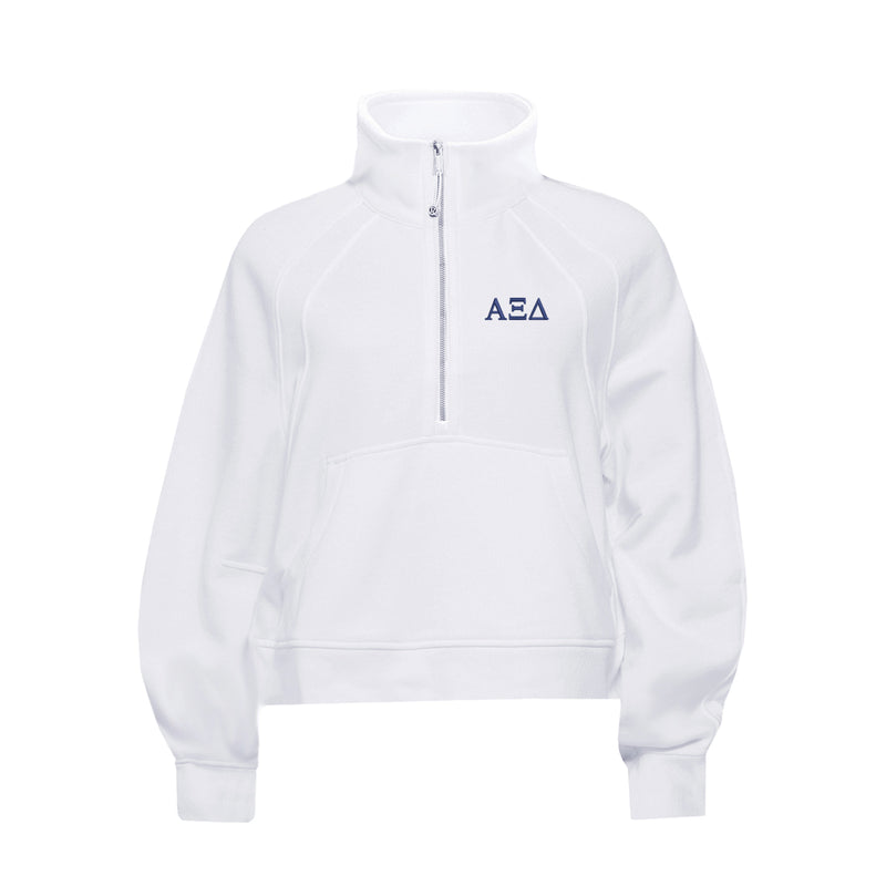 Alpha Xi Delta lululemon Scuba Oversized FUNNEL-Neck Half Zip - White