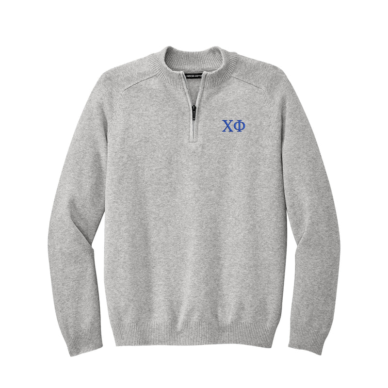 Chi Phi 1/4-Zip Monogrammed Sweater