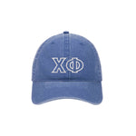 Chi Phi Outlined Letters Beach Washed Hat