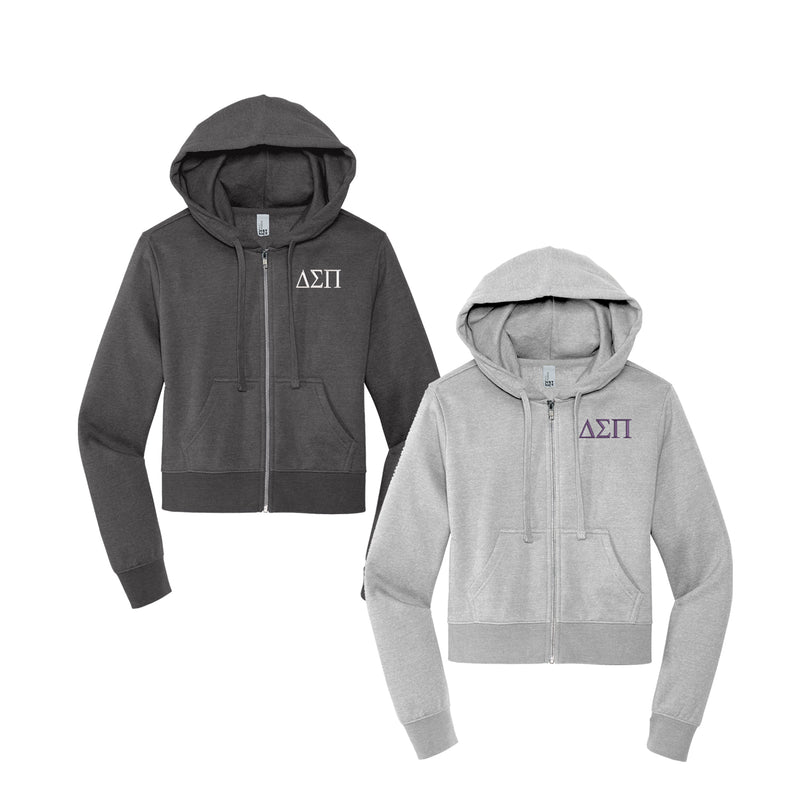 Delta Sigma Pi Cropped Zip Up Hoodie