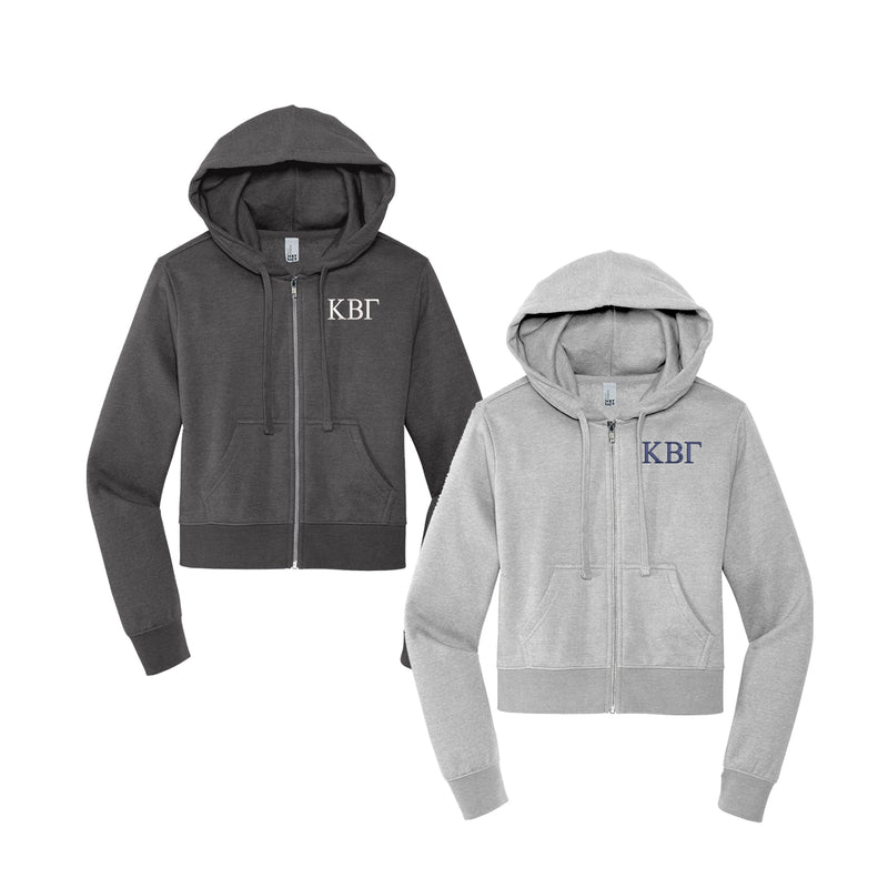 Kappa Beta Gamma Cropped Zip Up Hoodie