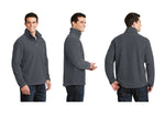 Male model showing 3 angles of fleece pullover