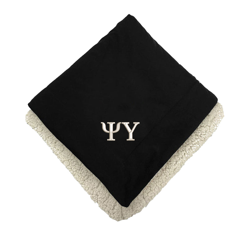 Psi Upsilon Sherpa Lined Blanket - Letters