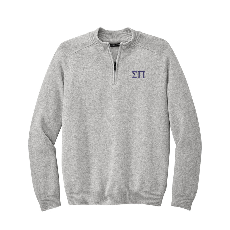 Sigma Pi 1/4-Zip Monogrammed Sweater