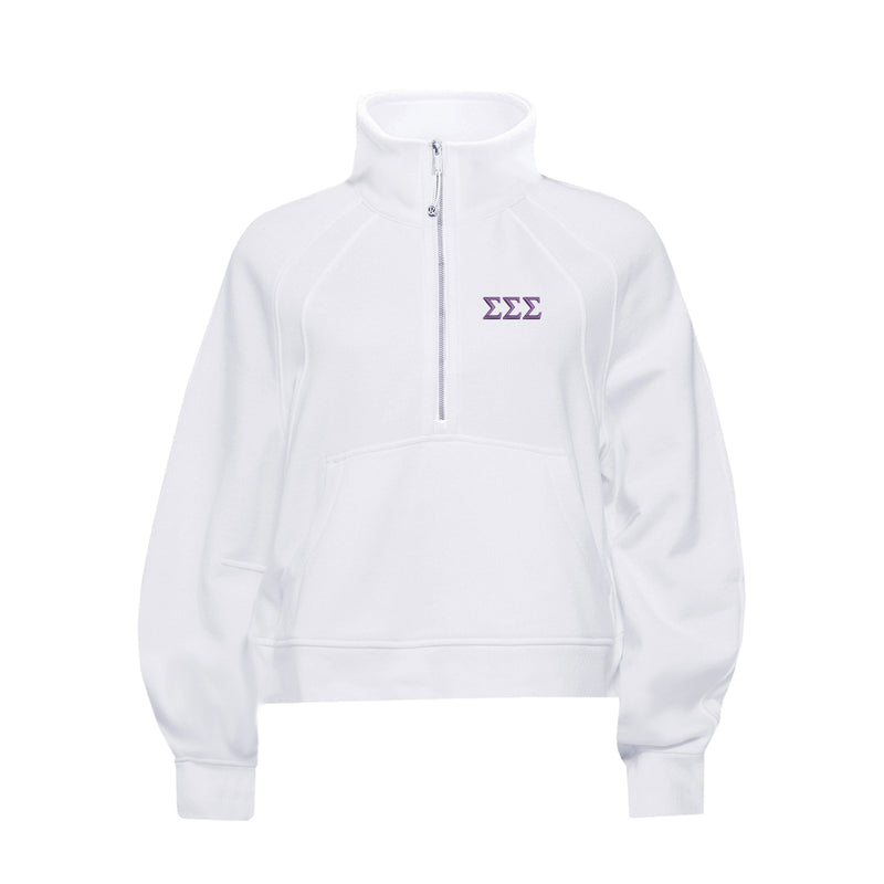 Sigma Sigma Sigma lululemon Scuba Oversized FUNNEL-Neck Half Zip - White