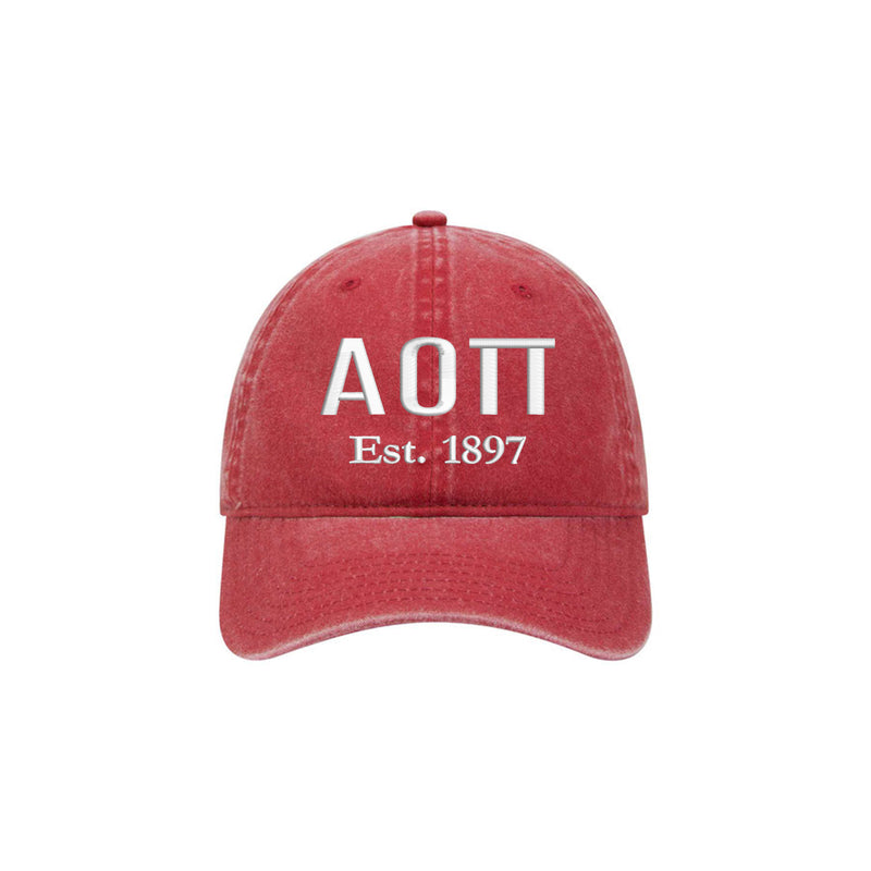 Alpha Omicron Pi Beach Washed Hat