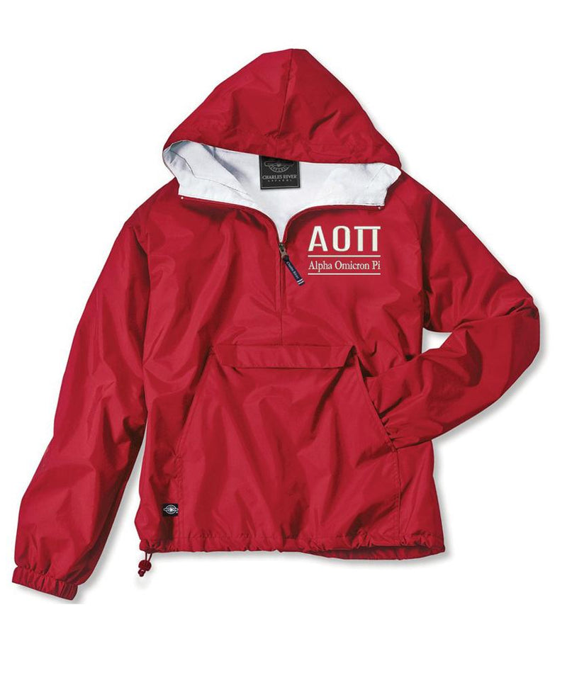 Alpha Omicron Pi Classic Solid Pullover Windbreaker - Lined