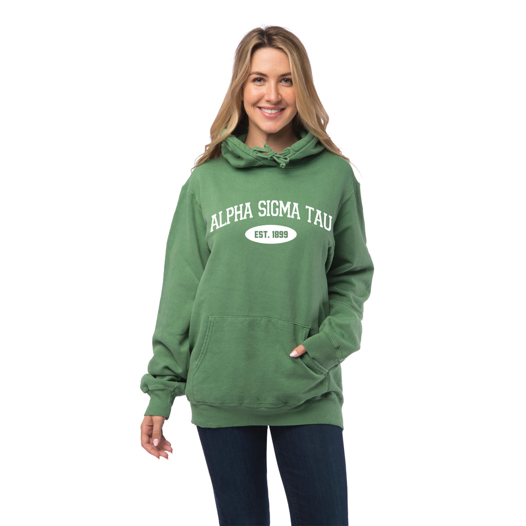 Alpha Sigma Tau Hooded Pullover Vintage Sweatshirt Sorority