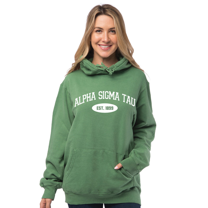 Alpha Sigma Tau Hooded Pullover Vintage Sweatshirt
