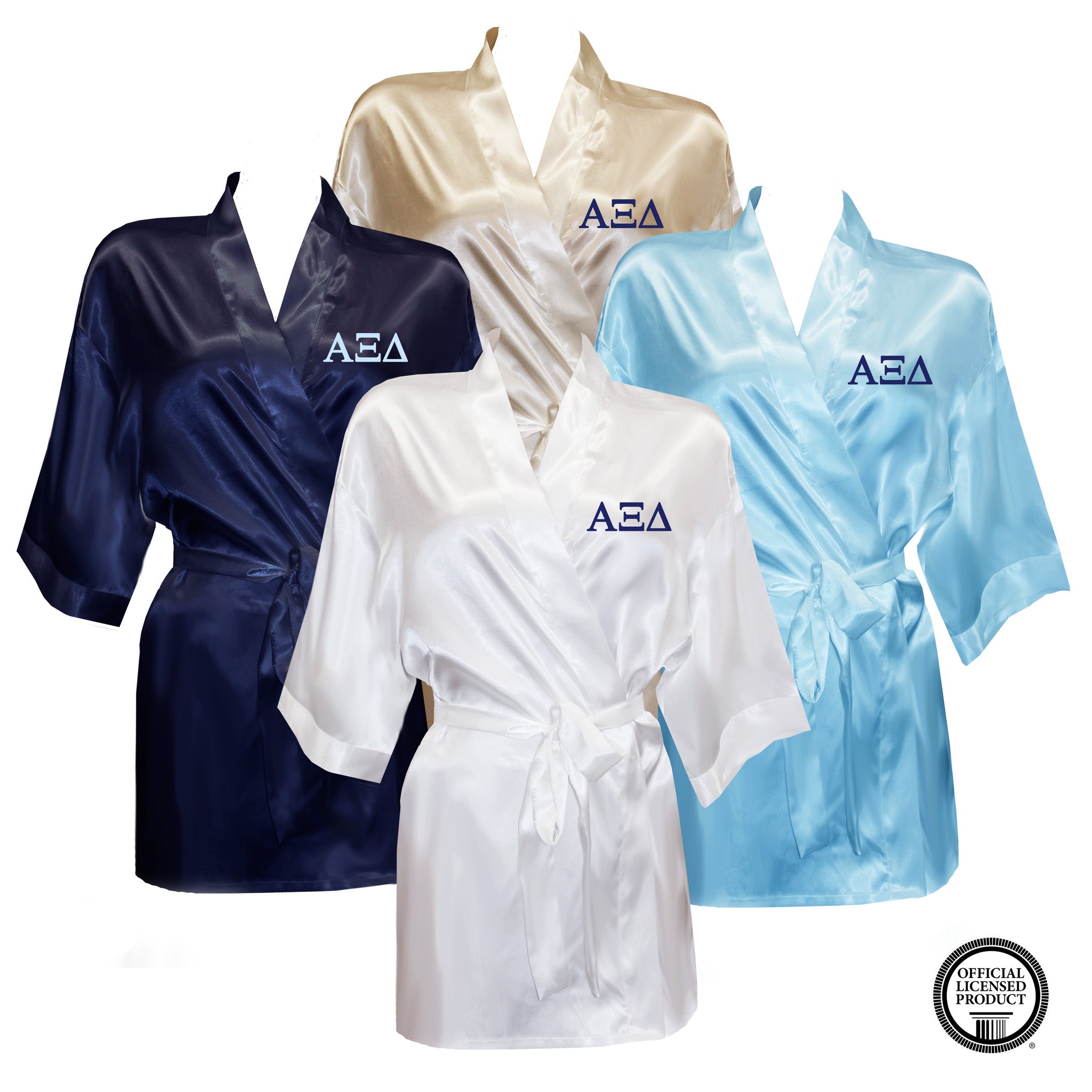 Delta Room Robe Alpha Xi Delta Satin Robe – Sorority Letters Shop