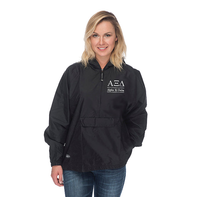 Alpha Xi Delta Classic Solid Pullover Windbreaker - Lined