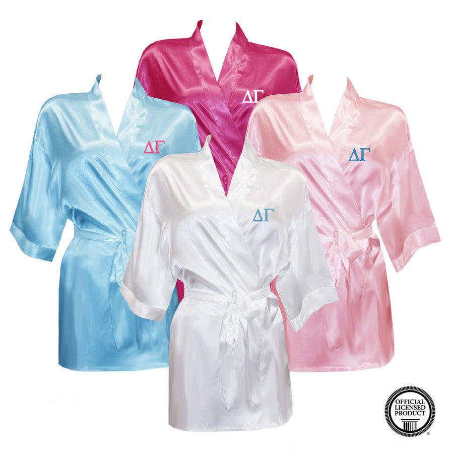 Delta Room Robe Delta Gamma Satin Robe – Sorority Letters Shop
