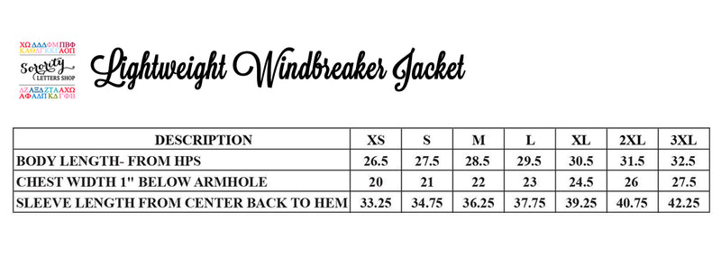 Chi Omega Lightweight Windbreaker Jacket