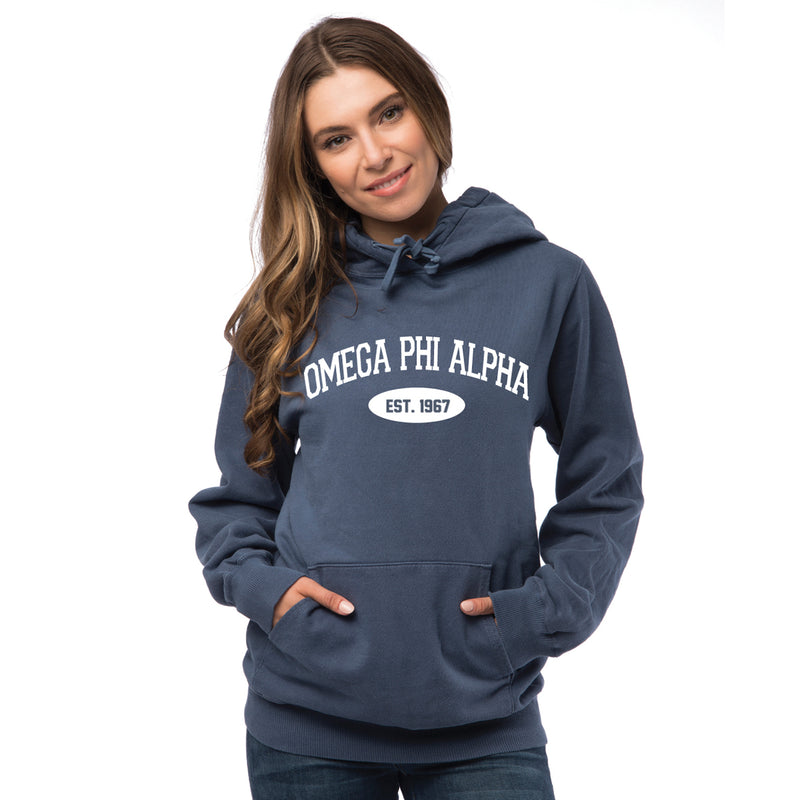 Omega Phi Alpha Hooded Pullover Vintage Sweatshirt