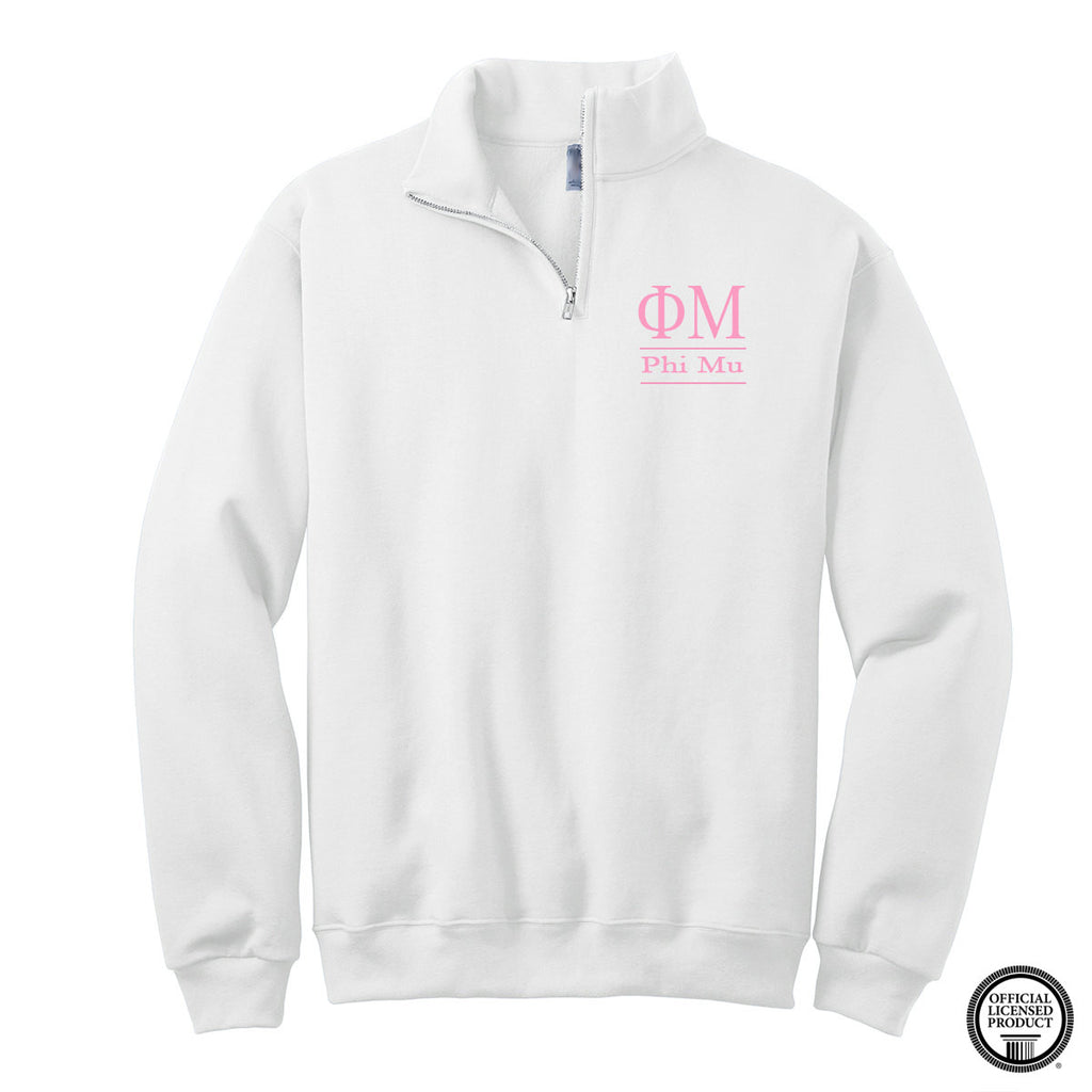 Phi Mu Quarter Zip Pullover Sorority Letters Shop