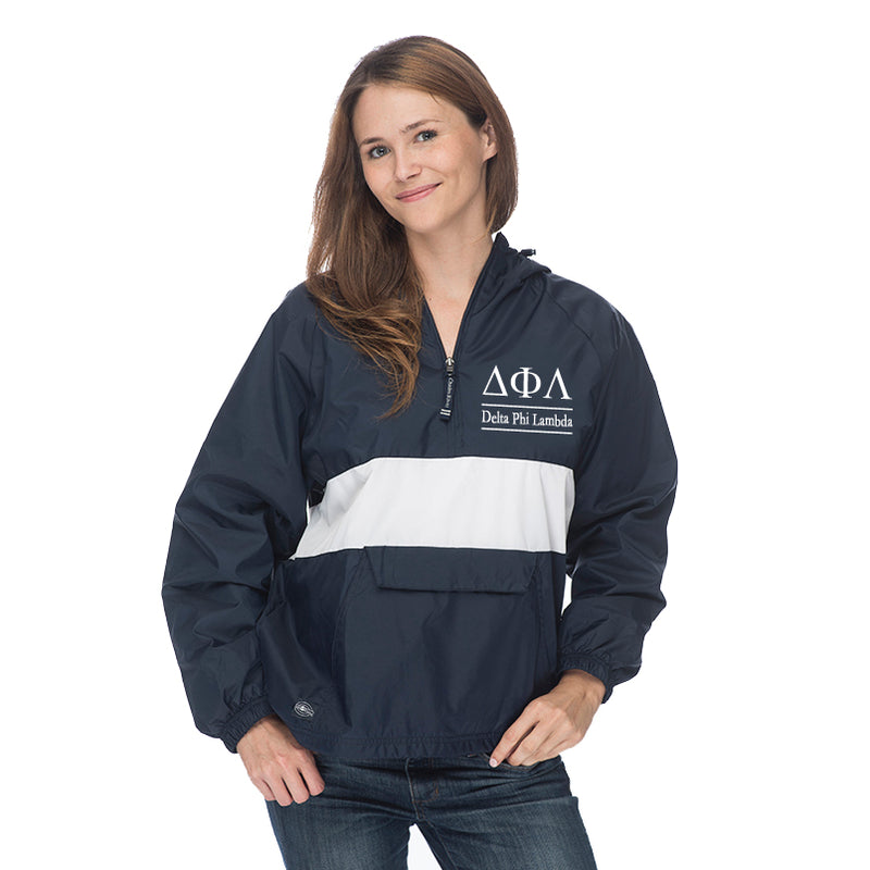 Delta Phi Lambda Classic Striped Windbreaker - Lined