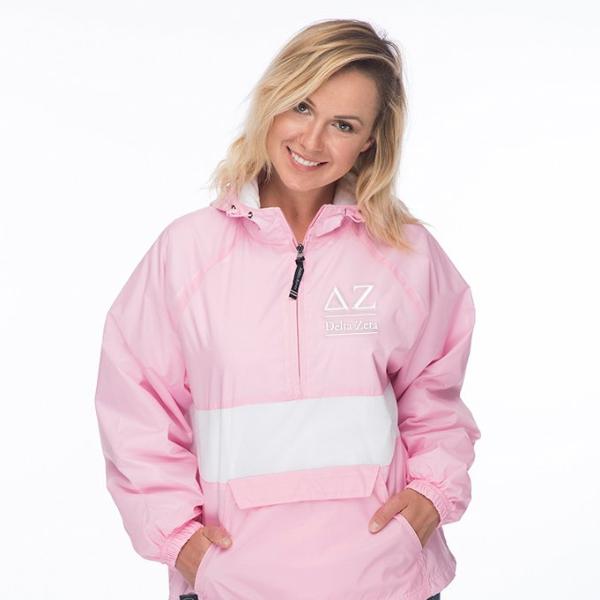 Delta Zeta Classic Striped Windbreaker - Lined