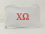 Chi Omega Waffle Weave Cosmetic Bag