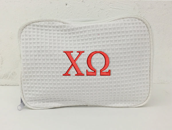 Chi Omega Waffle Weave Cosmetic Bag